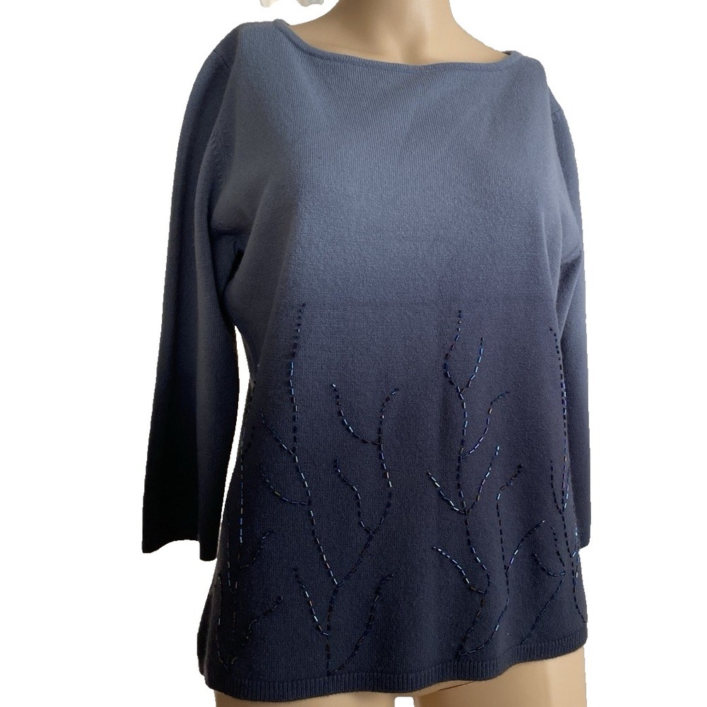 Gray Sweater Women's S w/Beading NWB Casuals Sparkle 3/4 Sleeves